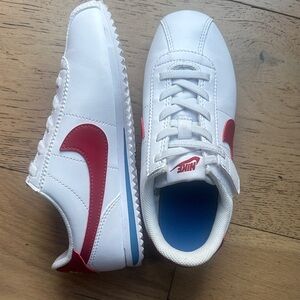 Nike Kids White and Red Cortez Sneakers